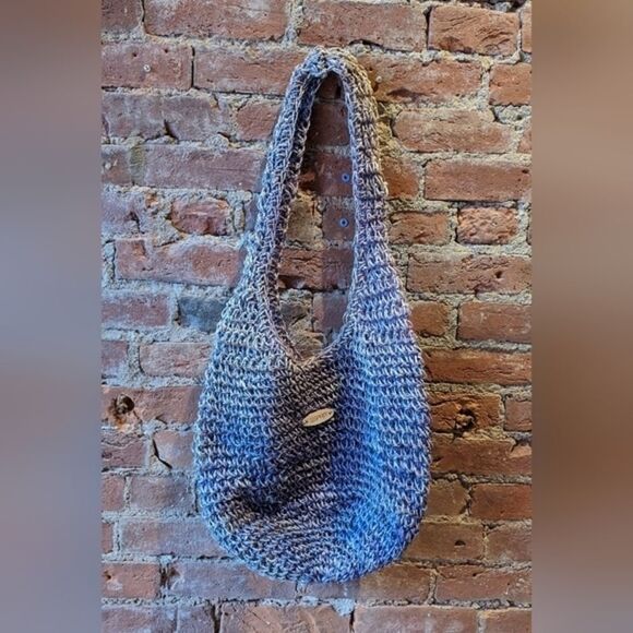 Esprit Handbags - Vintage ESPRIT Blue‎ Gray Ombre Knit Hobo Shoulder Bag Casual Boho Crochet Purse